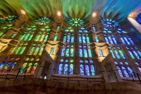 Interior of the Sagrada Família, Church of the Atonement of the Holy Family, architect Antoni
