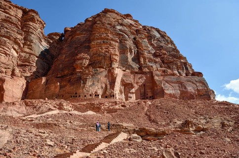Lion tombs in the rocks of al-Khuraybah, Dadan or Dedan, near AlUla, Medina Province, Saudi Arabia,