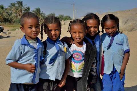 School children, Tombos, Nile Valley, Nubia, Sudan, Africa