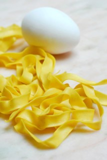 Fettuccine with saffron, and egg, ribbon noodles, pasta