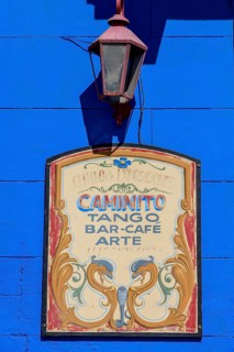 Sign Tango on a house facade, Caminito, La Boca district, Buenos Aires, Argentina, South America