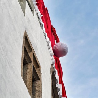 Town hall with St. Nicholas hat, St. Nicholas market, Christmas market in Brakel, Höxter, North