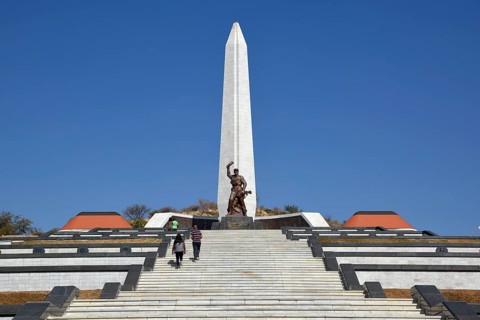 Obelisk on the Heldenacker or National Heroes' Acre, war memorial of the Republic of Namibia, near