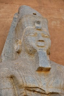 Colossal statue of the temple in Tabo in front of the National Museum of Sudan, Khartoum, Sudan,