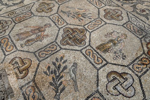 Early Christian floor mosaic from the 4th century, Basilica Santa Maria Assunta, Unesco World
