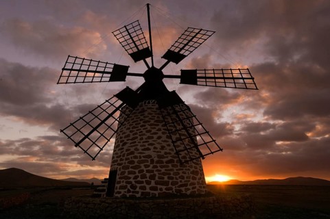 Fuerteventura, Canary Islands, Windmill in Tefia, Spain, Europe
