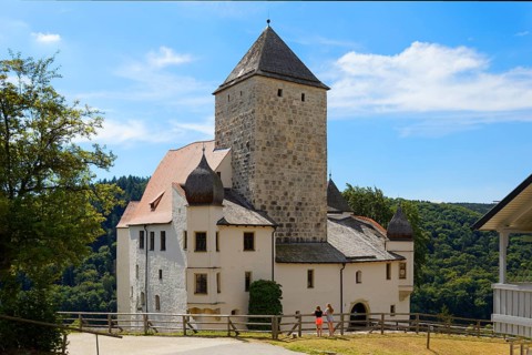 Prunn Castle, hilltop castle, first mentioned in 1037, stands on the Main-Danube Canal,