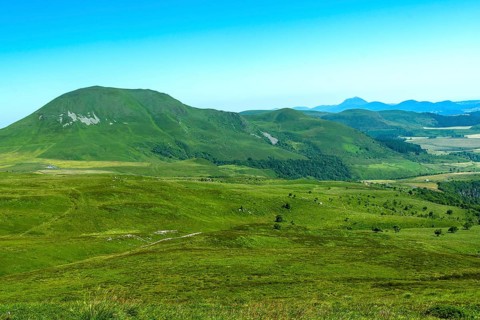 View of the Monts Dore in Auvergne Volcanoes Natural Park, Sancy Massif, Puy de Dome department,