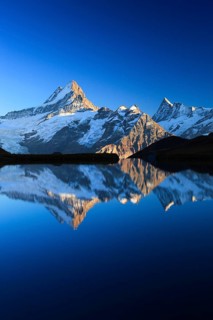 Bachalpsee, Schreckhorn, 4078 m, Finsteraarhorn, 4274 m, Bernese Oberland, Switzerland, Europe