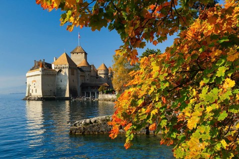 Chillon Castle, Lake Geneva, Switzerland, Europe