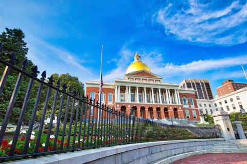 Massachusetts State House, a landmark attraction frequently visited by numerous tourists
