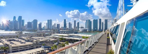 Cruise ship departing to Caribbean vacation from Miami port