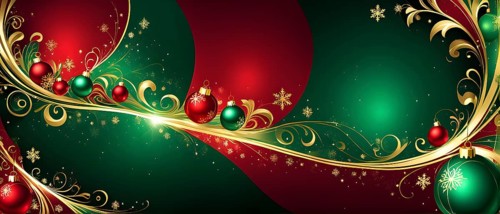 Abstract wallpaper illustration of Christmas symbols for gift cards, swirling shapes and lines, in