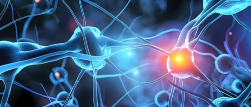 Visualization of neurons firing neurotransmitters in the synaptic gap, AI generated