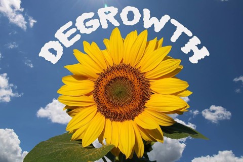 Symbolic image of degrowth: the anti-growth movement calls for a reduction in consumption and