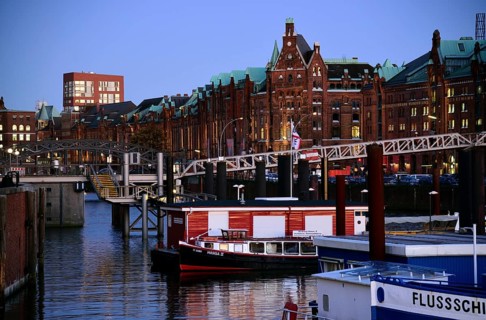 Europe, Germany, Hamburg, historic warehouse district, view from the customs canal to the former