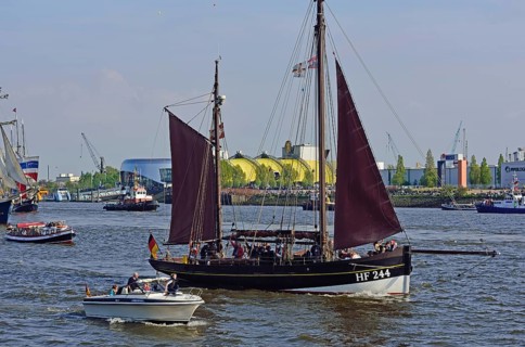 Germany, Hamburg, harbour birthday, parade of departure, historic fishing boat HF 244, Hamburg,