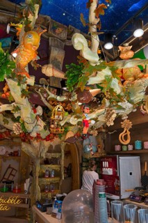 The interior of a shop with lavish, sea-themed decoration, shop with sweets, Pinoccio,