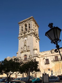 Tower of church Santa Maria de la Asuncion, Plaza del Cabildo, Arcos de la Frontera, Cadiz