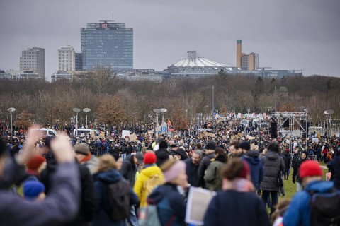 BERLIN, Germany, FEBRUARY 03: Demonstration at the Reichstag building under the motto 'We are the