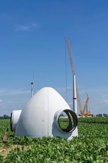 Repowering, dismantled Enercon E-58 wind turbine in a wind farm near Issum, 9 older wind turbines