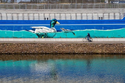 Stormwater overflow basin on Osterfelder Straße in Oberhausen, on the Rhine-Herne Canal and the