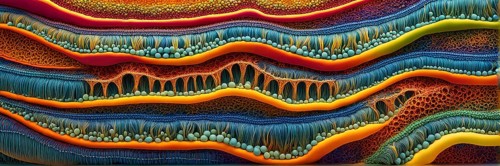 Nano material inspired by gecko feet with intricate patterns and vibrant colors representing