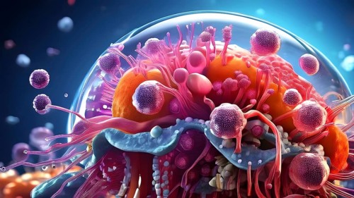 3d illustration of human glandular cell showcasing intricate organelles, AI generated