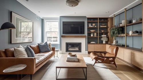 Custom contemporary livingroom upgrade interior, generative AI, AI generated