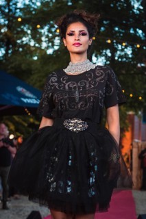 Model at Harald Glööckler's first Fashion Night for his new fashion collection Teuber by HARALD