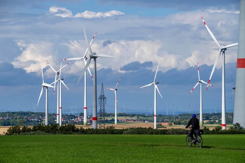 Wind farm near Radlinghausen, part of the town of Brilon, North Rhine-Westphalia, Germany, Europe