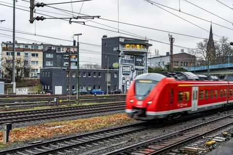 The Deutsche Bahn AG signal box in Mülheim-Styrum, controls train traffic on one of the busiest