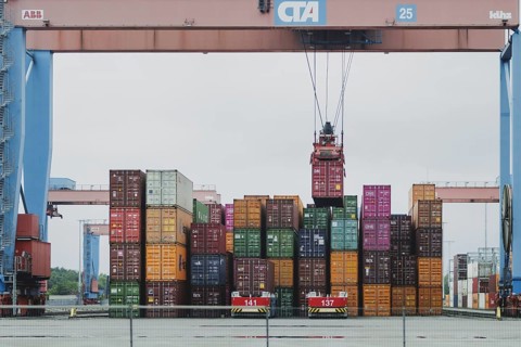 Altenwerder container terminal in Hamburg, 26/07/2024. /