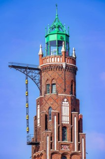 Simon Loschen Lighthouse, New Harbour, harbour basin, harbour district, residential buildings,