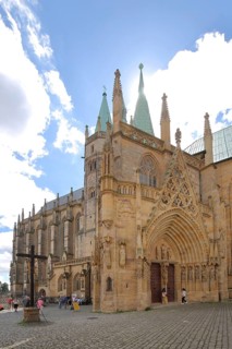 Gothic UNESCO DOM and virgin portal with tympanum, church portal with fittings and decorations, St