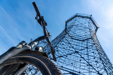 Cycling in the Ruhr area, at the Zollverein Coal Mine Industrial Complex World Heritage Site,