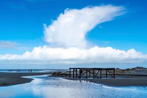 Beach, tidal creek, in the west of Borkum, island, East Frisia, winter, season, autumn, Lower
