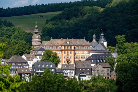 Bad Berleburg, in the district of Siegen-Wittgenstein, Rothaargebirge, Sauerland, upper town, with