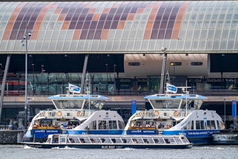GVB ferries for pedestrians and cyclists across the river Ij, to Amsterdam Centraal station, free