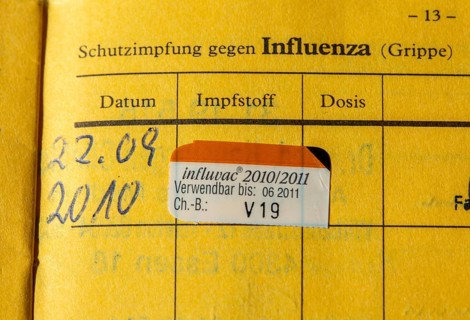 Vaccination book, proof of flu vaccination, influvac