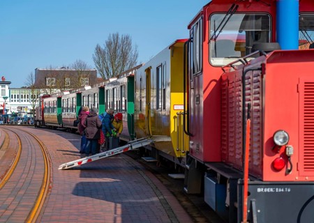 Borkumer Kleinbahn, island railway, connects the ferry harbour with the island railway station,
