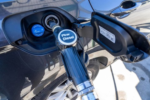 Diesel car is refuelled with diesel fuel, petrol station, Ad-Blue