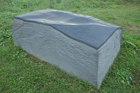 Sculpture Hommage à Tolstoi by Kubach-Wilmsen 2003, stone sculpture, large book made of stone,