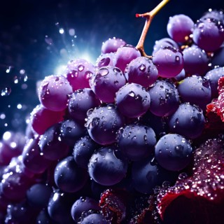 Harvest ready grape bunches with water droplets sparkling in the sunlight, AI generated