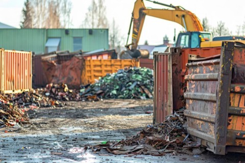 A scrap yard, recycling plant for metal utilisation, AI generated, AI generated, AI generated