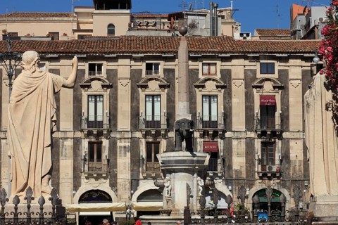 Piazza del Duomo with the Elephant Fountain from 1735 by Vaccarini, in the baroque historic centre