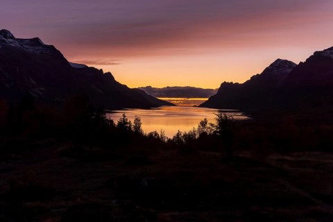Sunset at the Ersfjord near Tromso, September 2024, Norway, Europe