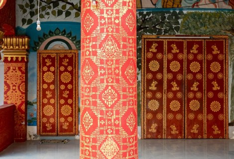 Architectural detail, Wat Pha Bat Tai, Luang Prabang, Laos, Asia