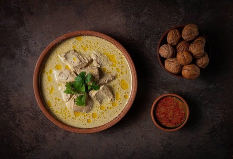 Satsivi, chicken in walnut sauce Baghe, cold dish, Georgian cuisine, homemade, no people