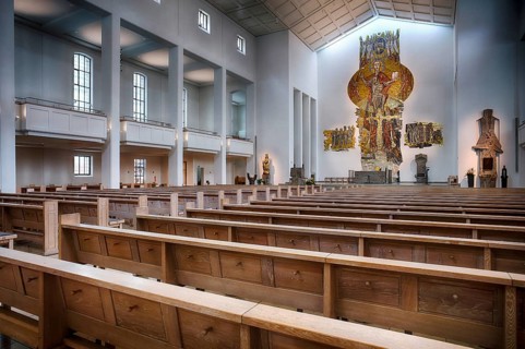 Interior view of the northern side gallery, choir, altar, Cathedral Church of St Eberhard,